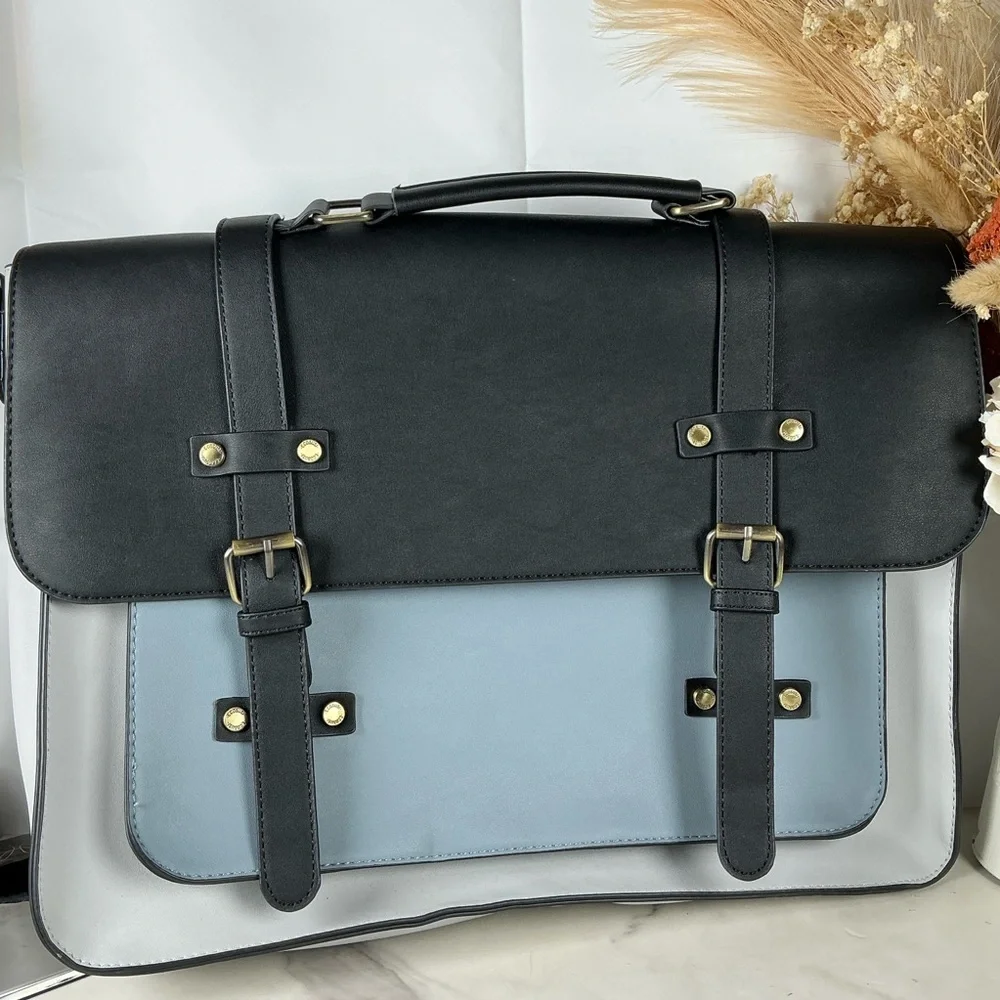 Ecosusi Sophisticated Black Blue Gray Backpack Briefcase Shoulder Bag Laptop Wor